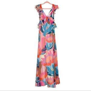 Hutch Colorful Print Open Back Dress NWT